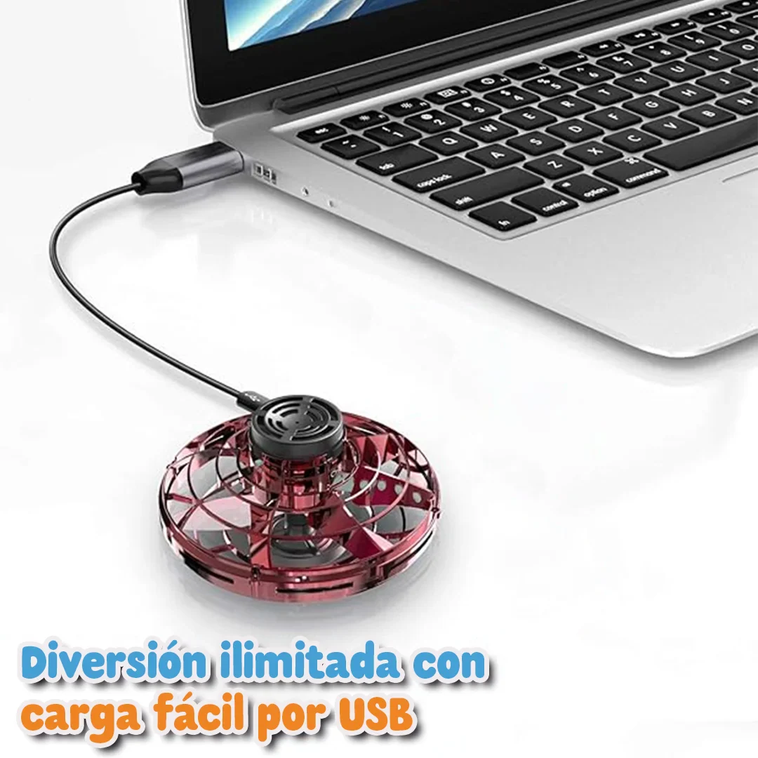 Juguete Recargable Mini OVNI Volador con Luces y Diseño Seguro